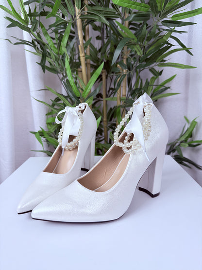 Escarpin crème avec perles