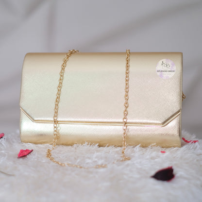 Pochette fête doré lisse