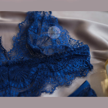 Deux pièces en dentelle simple Bleu