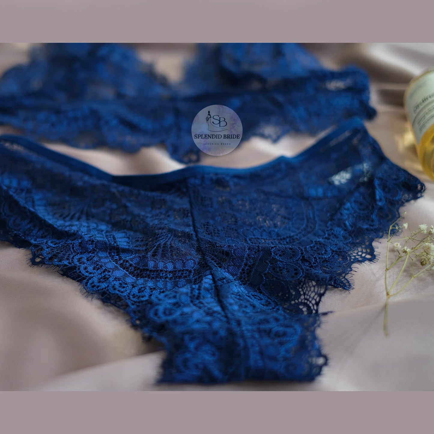 Deux pièces en dentelle simple Bleu