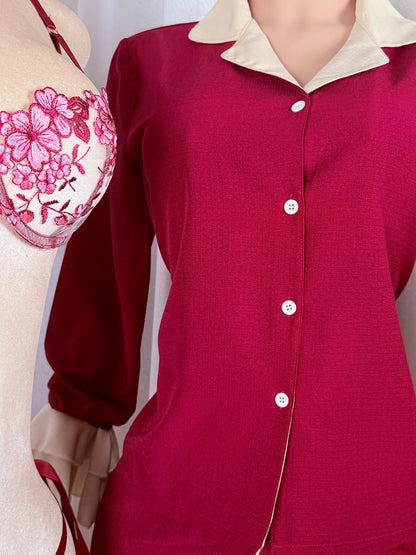 Pyjama + deux pièces rouge à fleur