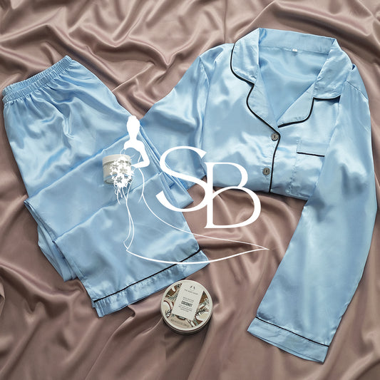 Pyjama satin Bleu